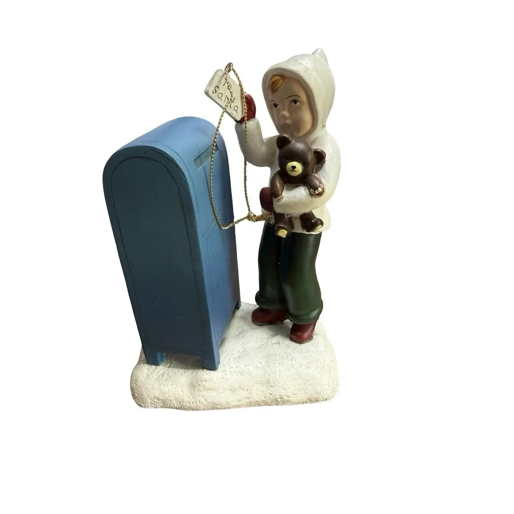 Vintage‎ Caroler Boy Figurine Boy mittens mailbox letter to santa ornament